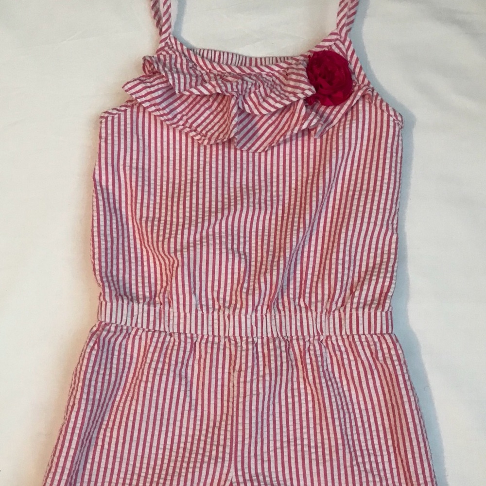 Girls Gymboree Jumper with ruffles and a rose.